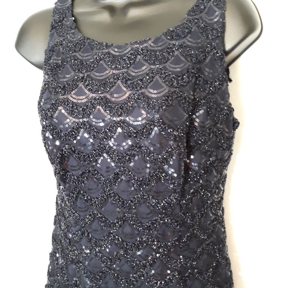 SD collection sequin mesh navy dress - Picture 2 of 6
